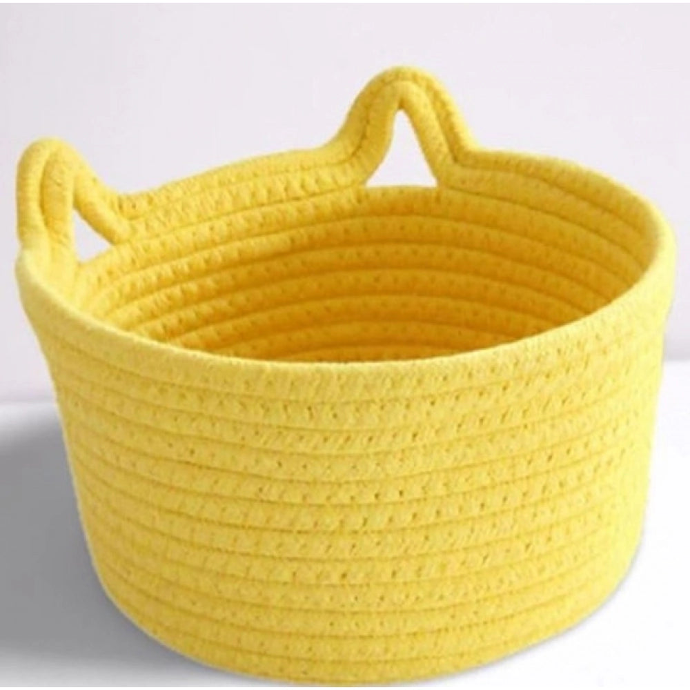 Amfyn Cotton Pack Of_1 Plain Cat Basket 9x5 Inch (Yellow)