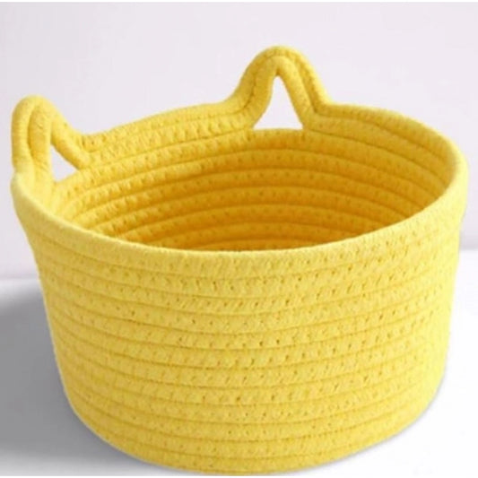 Amfyn Cotton Pack Of_1 Plain Cat Basket 9x5 Inch (Yellow)