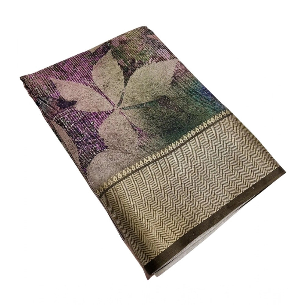 Amfyn Women's Cotton Silk Printed Saree With Unstitched Blouse 5.5Mtr (Multicolor)