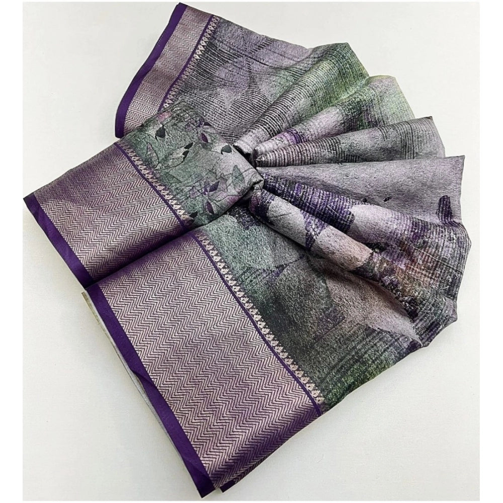 Amfyn Women's Cotton Silk Printed Saree With Unstitched Blouse 5.5Mtr (Multicolor)