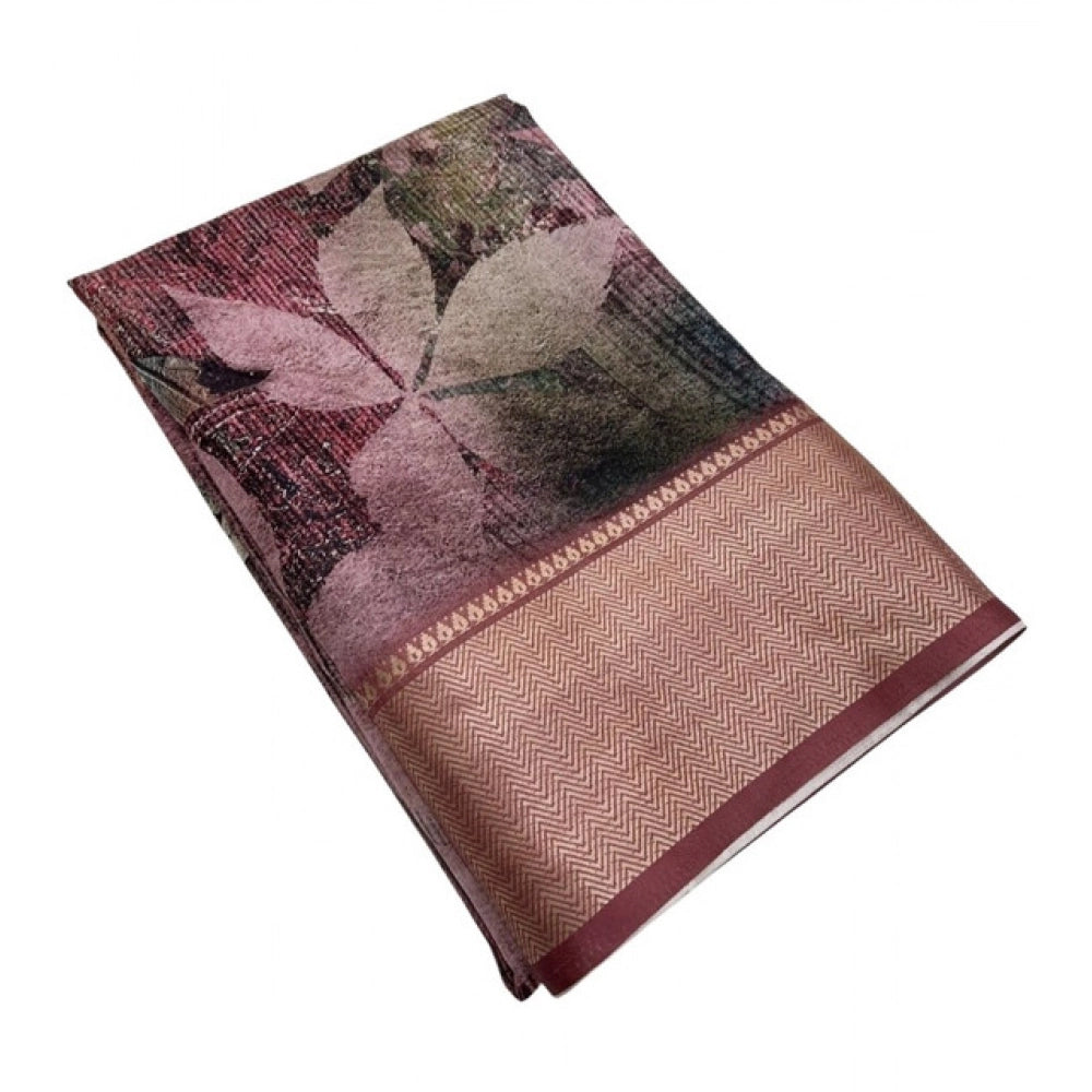 Amfyn Women's Cotton Silk Printed Saree With Unstitched Blouse 5.5Mtr (Multicolor)