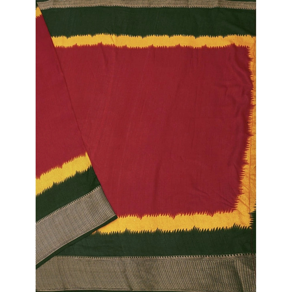 Amfyn Women's Cotton Silk Solid Saree With Unstitched Blouse 5.5Mtr (Multicolor)