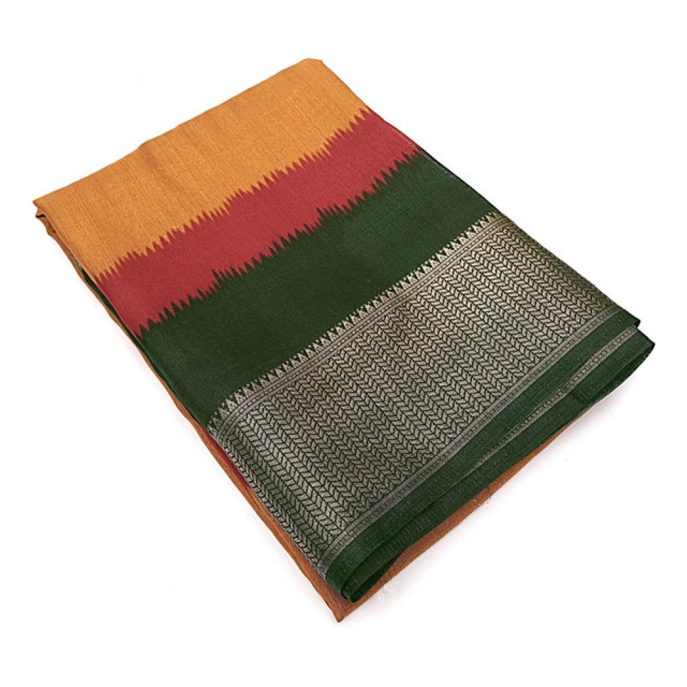 Amfyn Women's Cotton Silk Solid Saree With Unstitched Blouse 5.5Mtr (Multicolor)