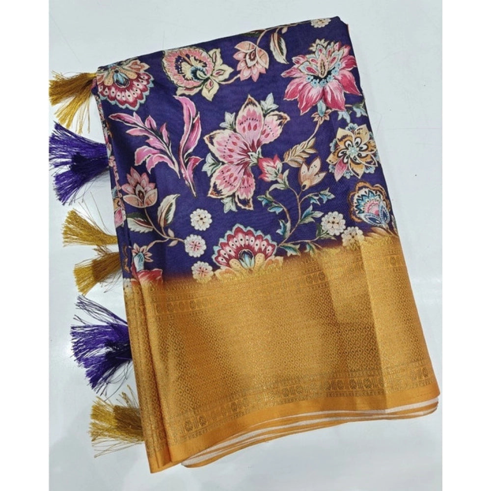 Amfyn Women's Cotton Silk Floral Printed Saree With Unstitched Blouse 5.5Mtr (Multicolor)