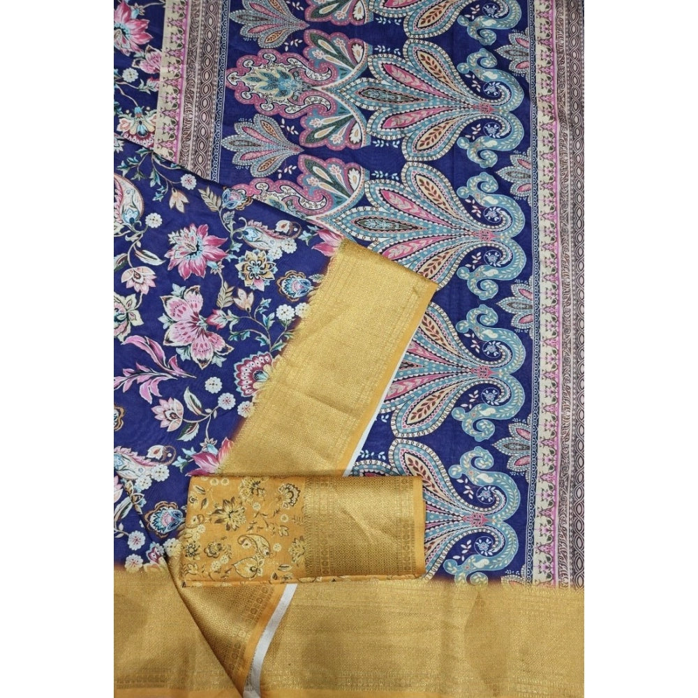Amfyn Women's Cotton Silk Floral Printed Saree With Unstitched Blouse 5.5Mtr (Multicolor)