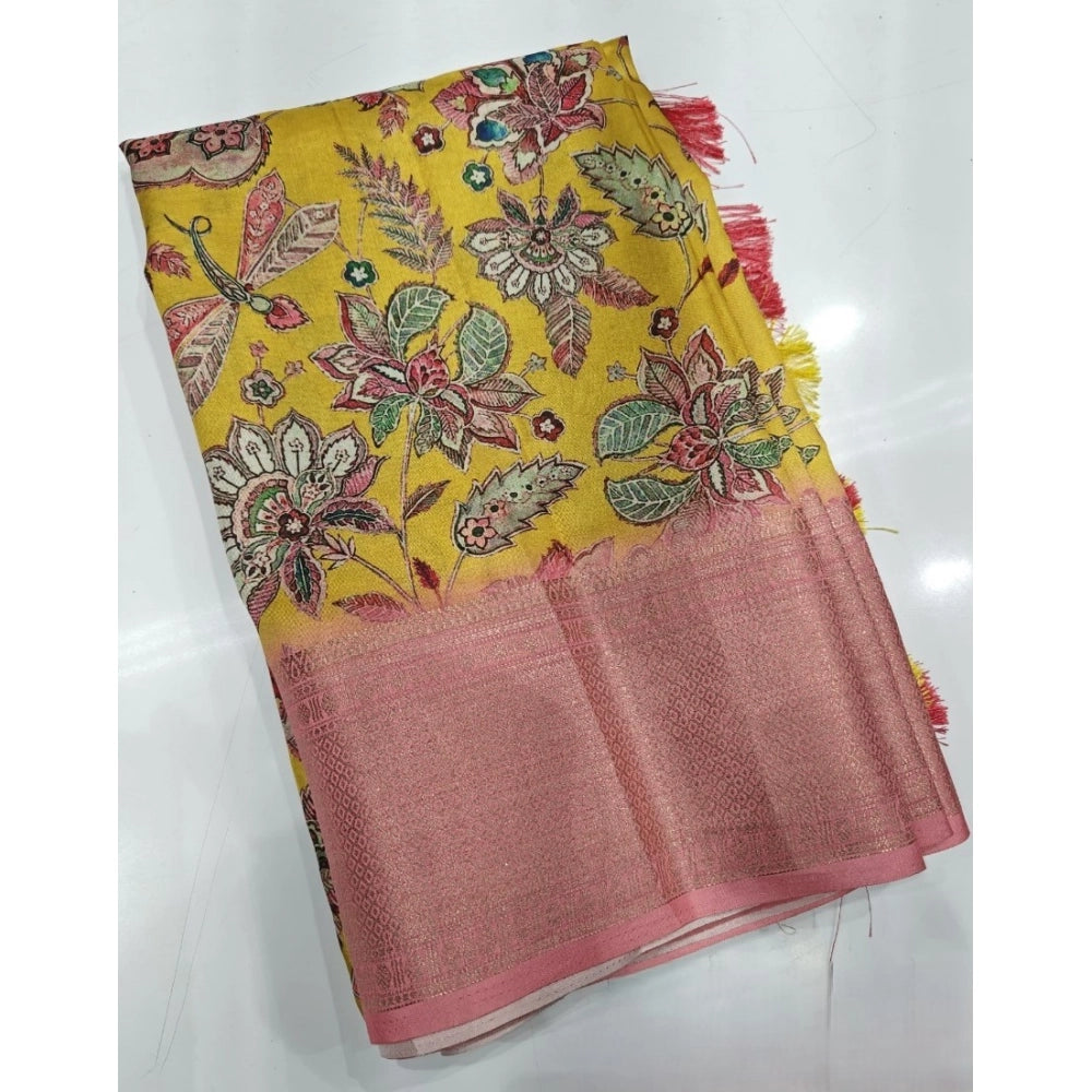Amfyn Women's Cotton Silk Floral Printed Saree With Unstitched Blouse 5.5Mtr (Multicolor)