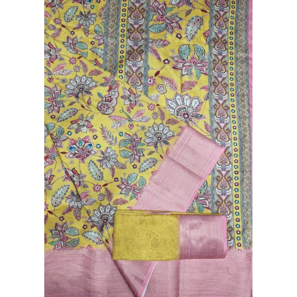 Amfyn Women's Cotton Silk Floral Printed Saree With Unstitched Blouse 5.5Mtr (Multicolor)