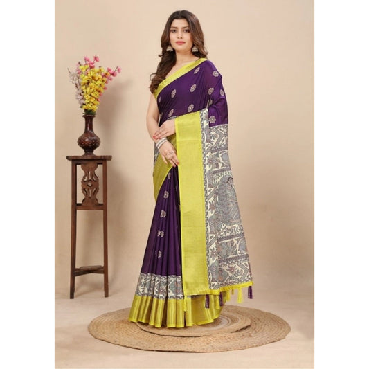 Amfyn Women's Cotton Silk Printed Saree With Unstitched Blouse 5.5Mtr (Multicolor)