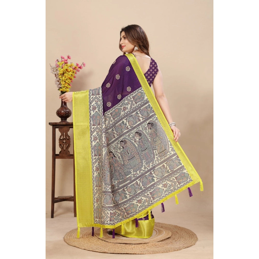 Amfyn Women's Cotton Silk Printed Saree With Unstitched Blouse 5.5Mtr (Multicolor)