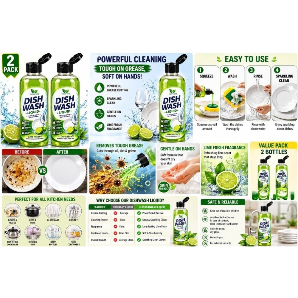 Amfyn Pack of 2 Kitchen Cleaning Dishwash Liquid Bottles 100 ML