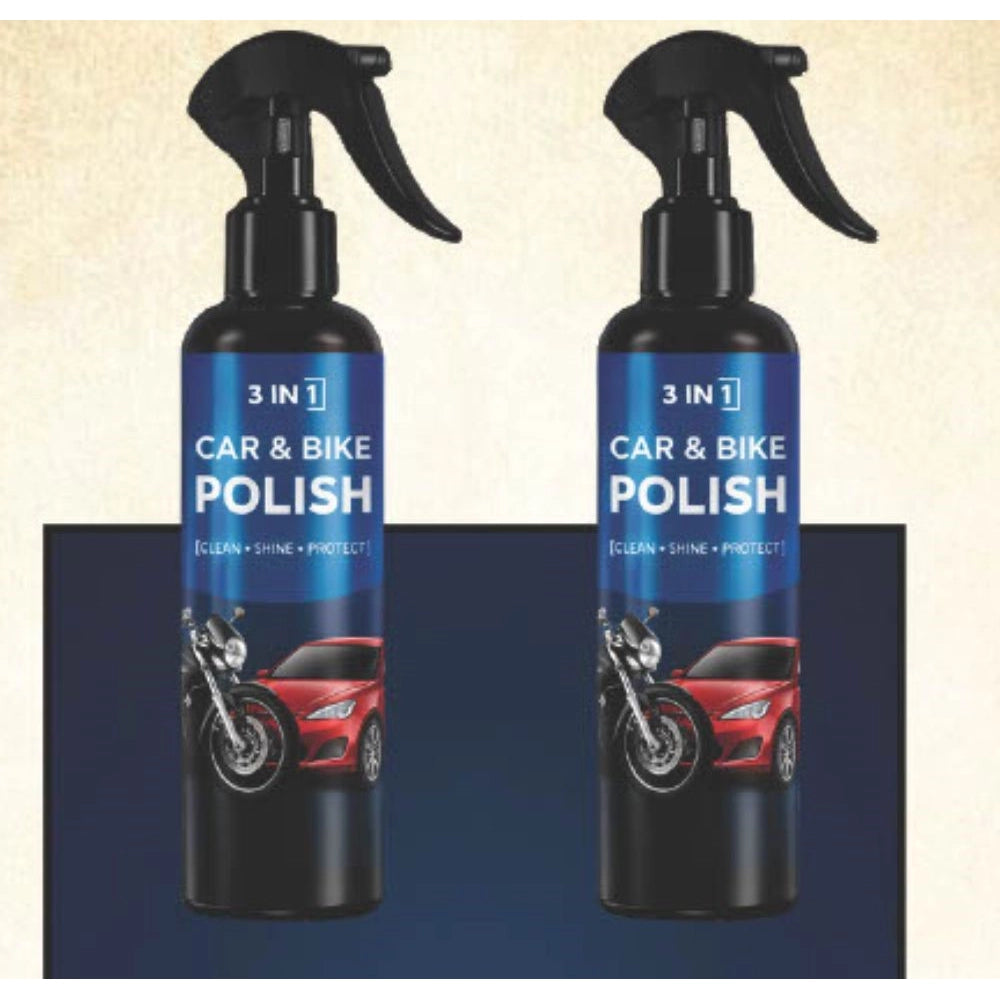 Amfyn Pack of 2 3-in-1 Car and Bike Polish Spray Bottles 100 ML