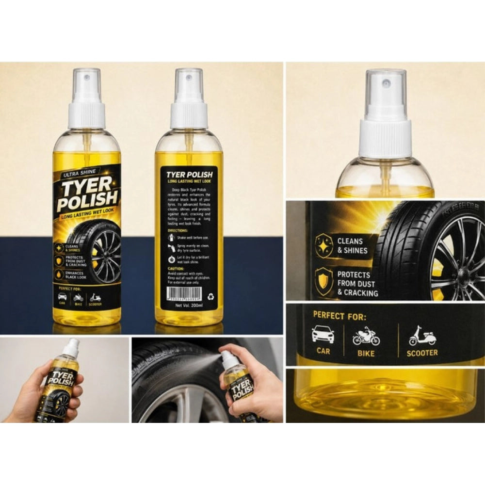 Amfyn Pack of 2 Deep Black Tyer Polish Liquid Spray Bottle 100 ML