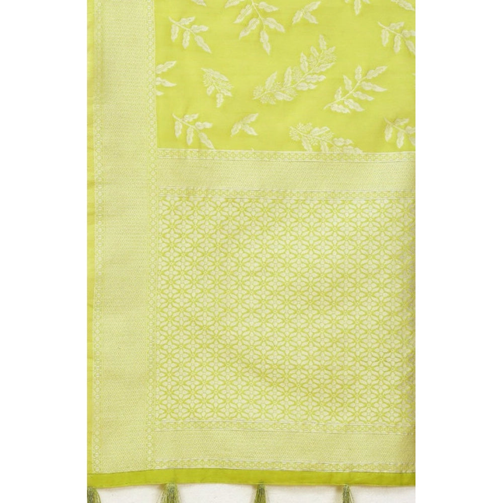 Amfyn Women's Art Silk Jacquard Printed Saree With Unstitched Blouse 5.5Mtr (Light Green)
