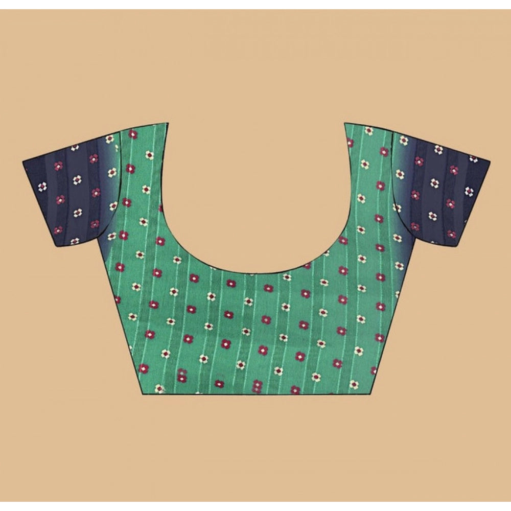 Amfyn Women's Art Silk Printed Saree With Unstitched Blouse 5.5Mtr (Green)