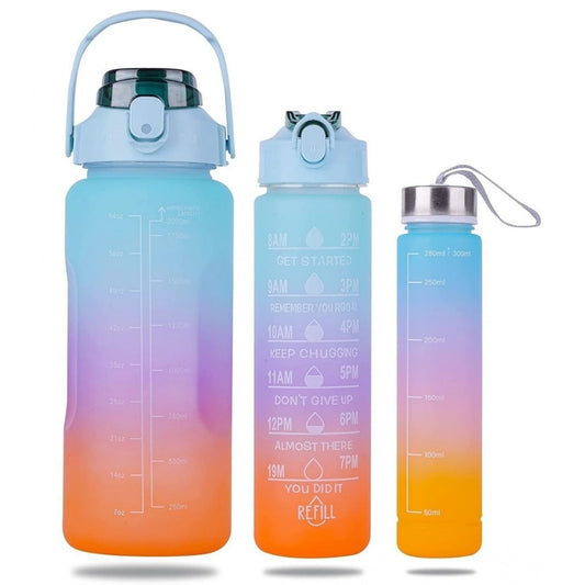 Amfyn 3 Pcs Motivational Leakproof Tritan Water Bottles (Multicolor)