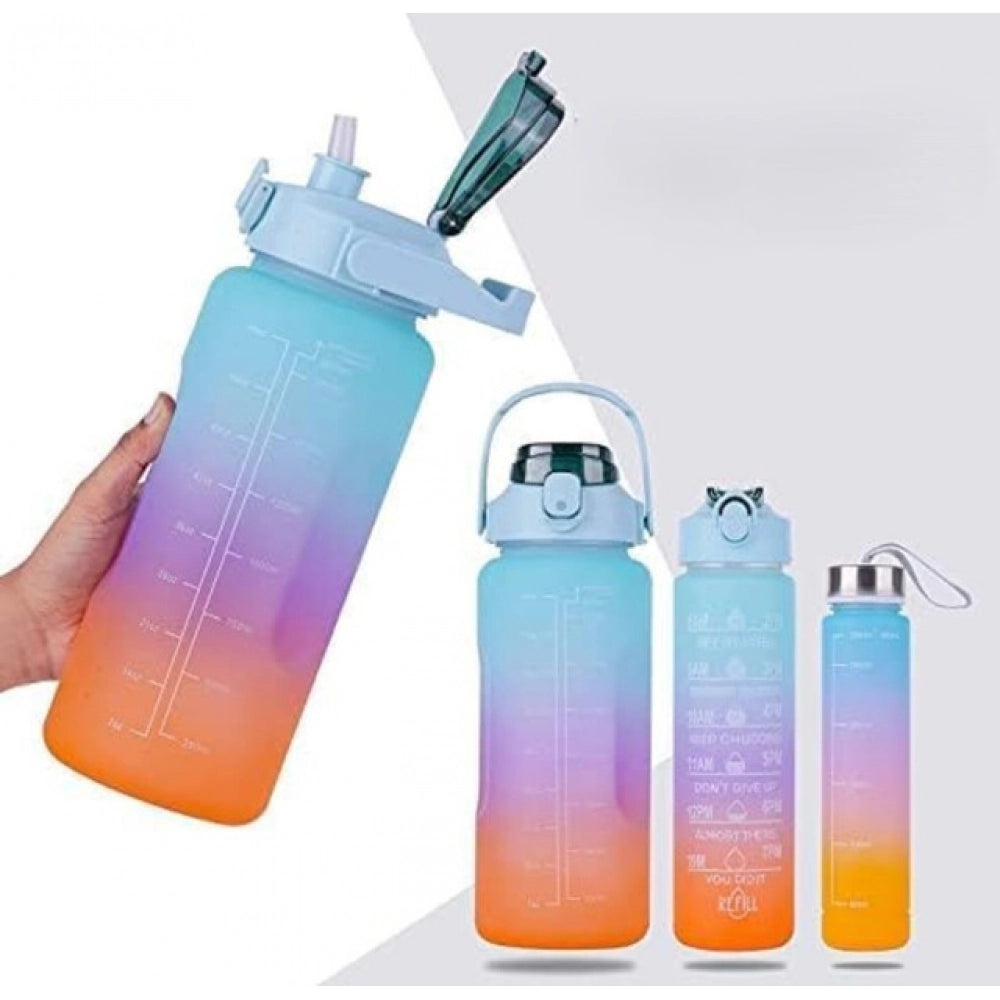 Amfyn 3 Pcs Motivational Leakproof Tritan Water Bottles (Multicolor)