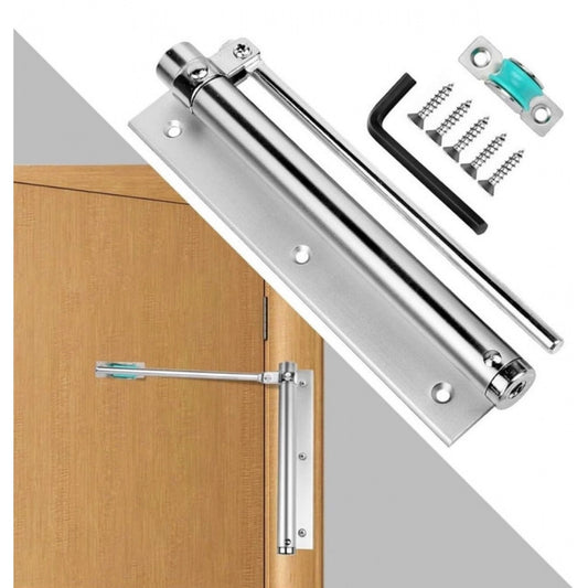 Amfyn Pack of 2 Automatic Door Closer Hinge Lock (Silver)