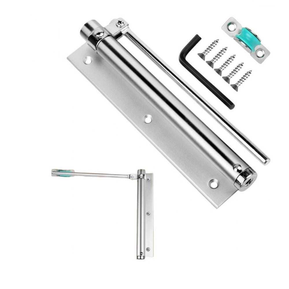 Amfyn Pack of 2 Automatic Door Closer Hinge Lock (Silver)