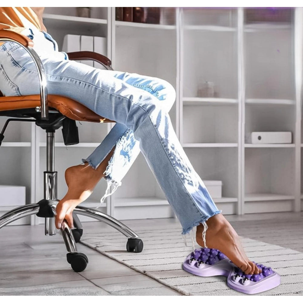 Amfyn Pack of 2 Portable Double Foot Massage Roller (Purple)