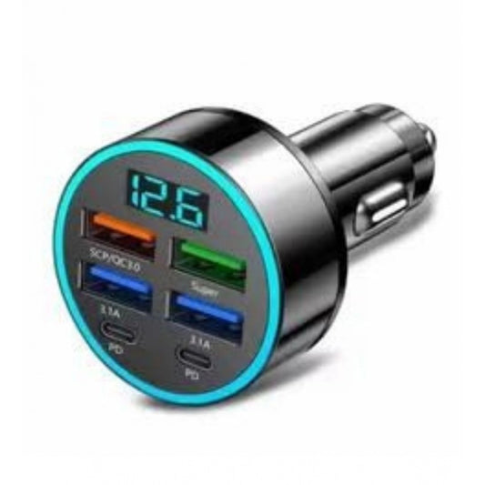 Amfyn Pack of 2 6 In 1 Car Charger (Black)