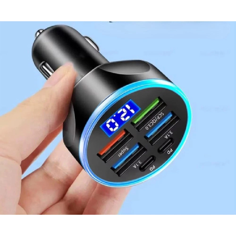 Amfyn Pack of 2 6 In 1 Car Charger (Black)