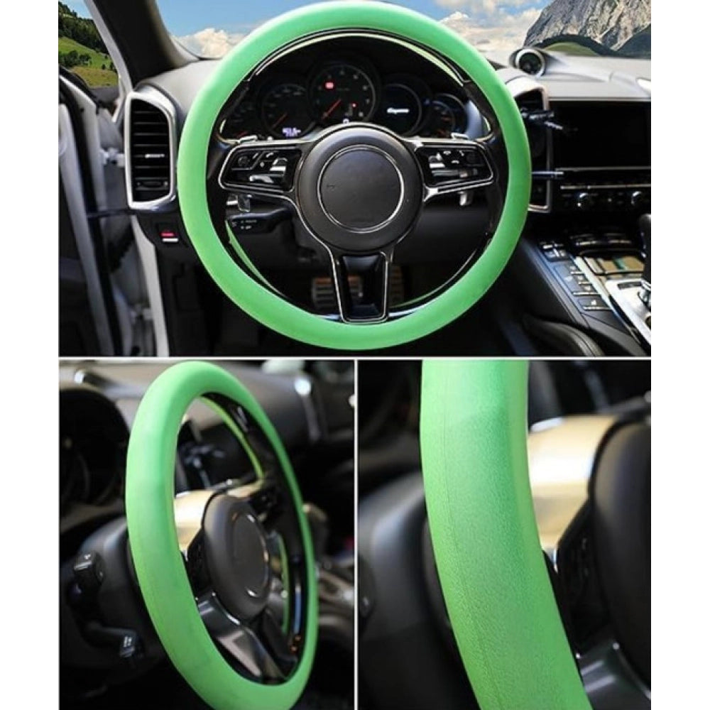 Amfyn Pack of 2 Universal Soft Silicone Steering Wheel Cover (Green)