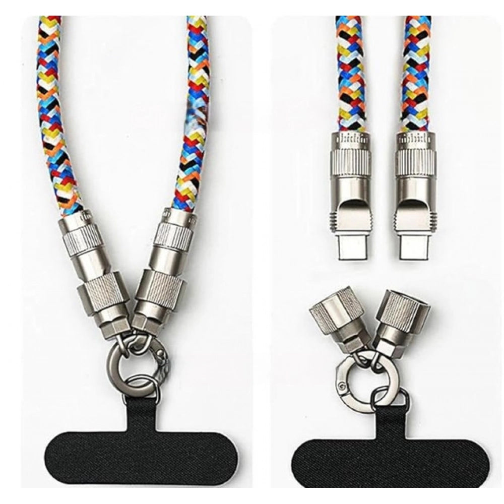 Amfyn Pack of 2 USB Charging Cable Lanyard (Multicolor)