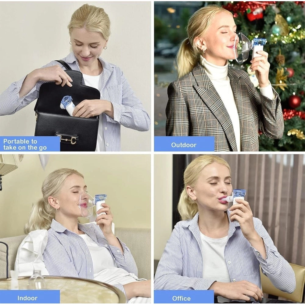 Amfyn Pack of 2 Mini Portable Mesh Nebulizer (Multicolor)