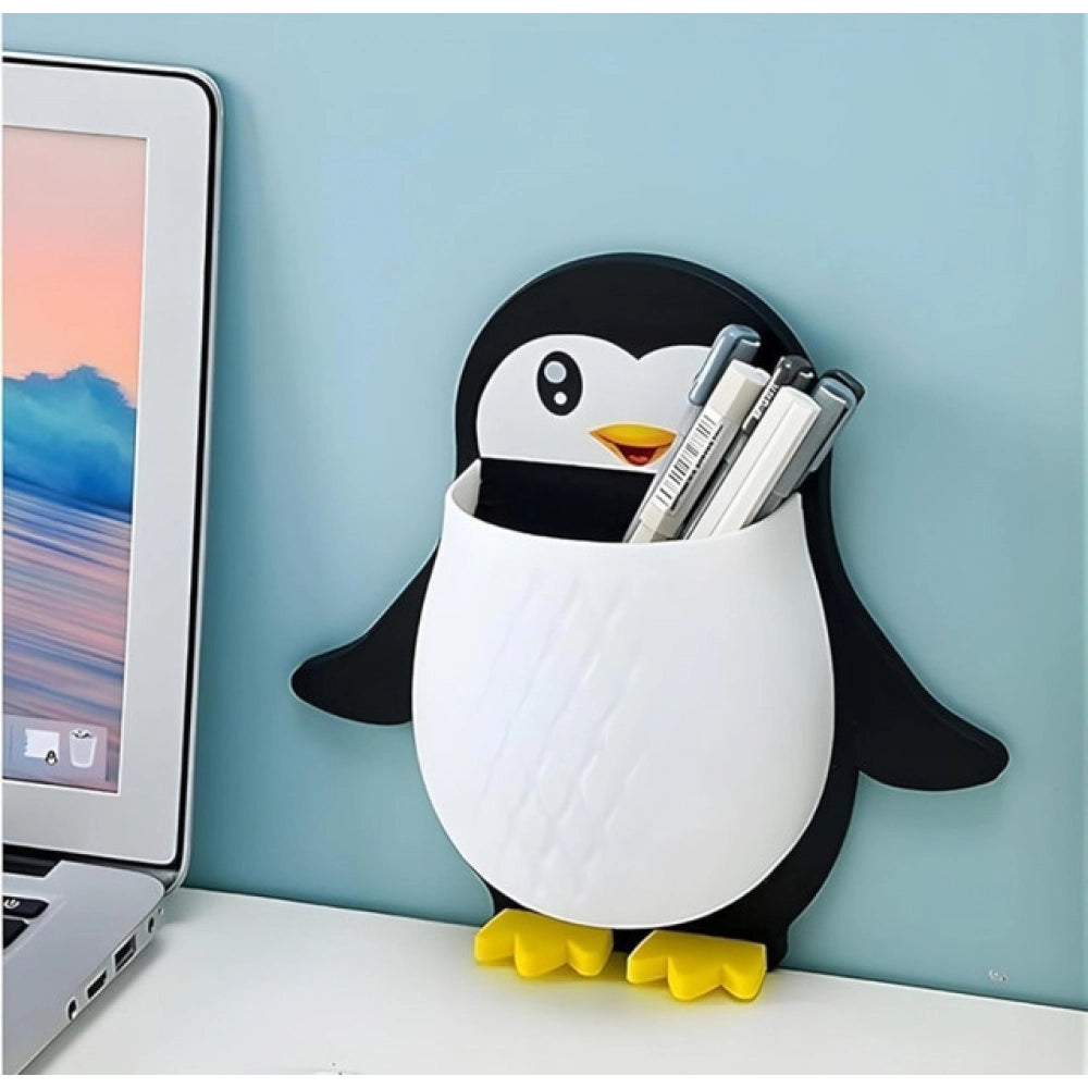 Amfyn Pack of 3 Wall Mounted Penguin Design Toothpaste Holder (Multicolor)