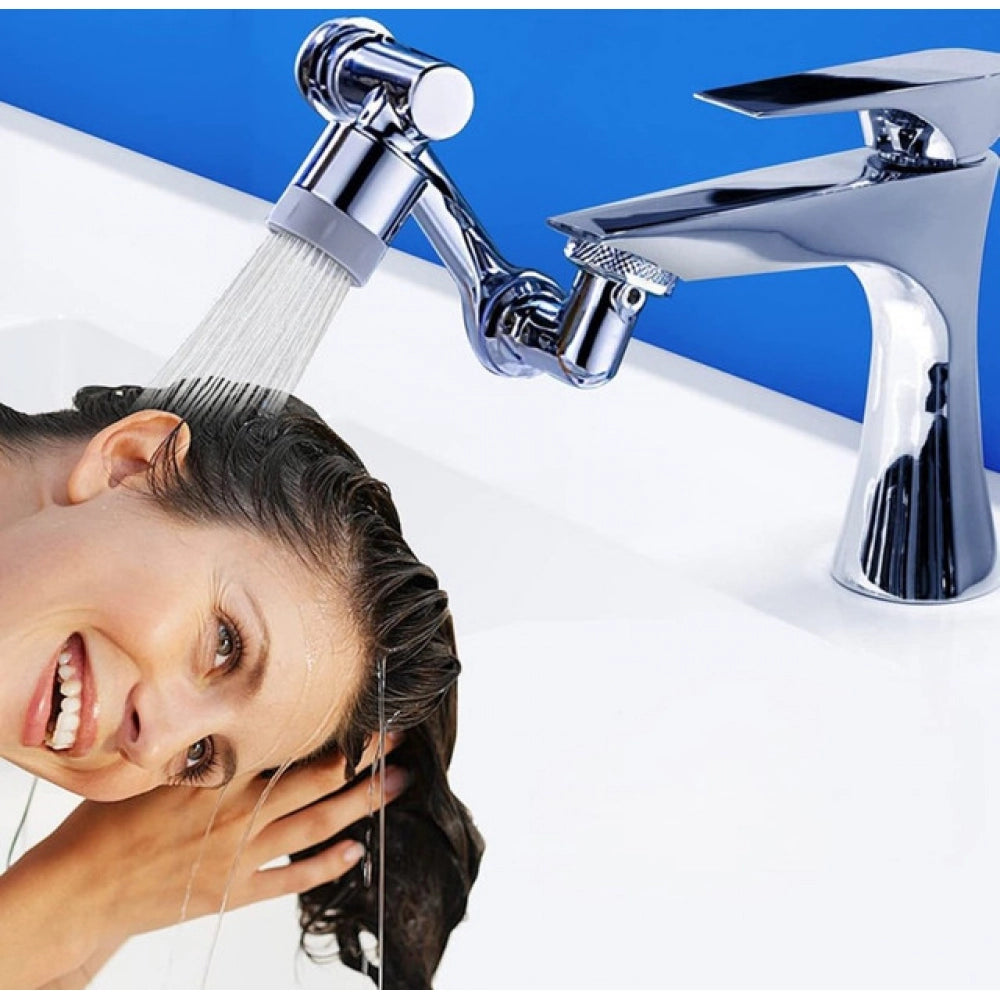 Amfyn Pack of 2 1080 Degree Rotate Faucet (Silver)