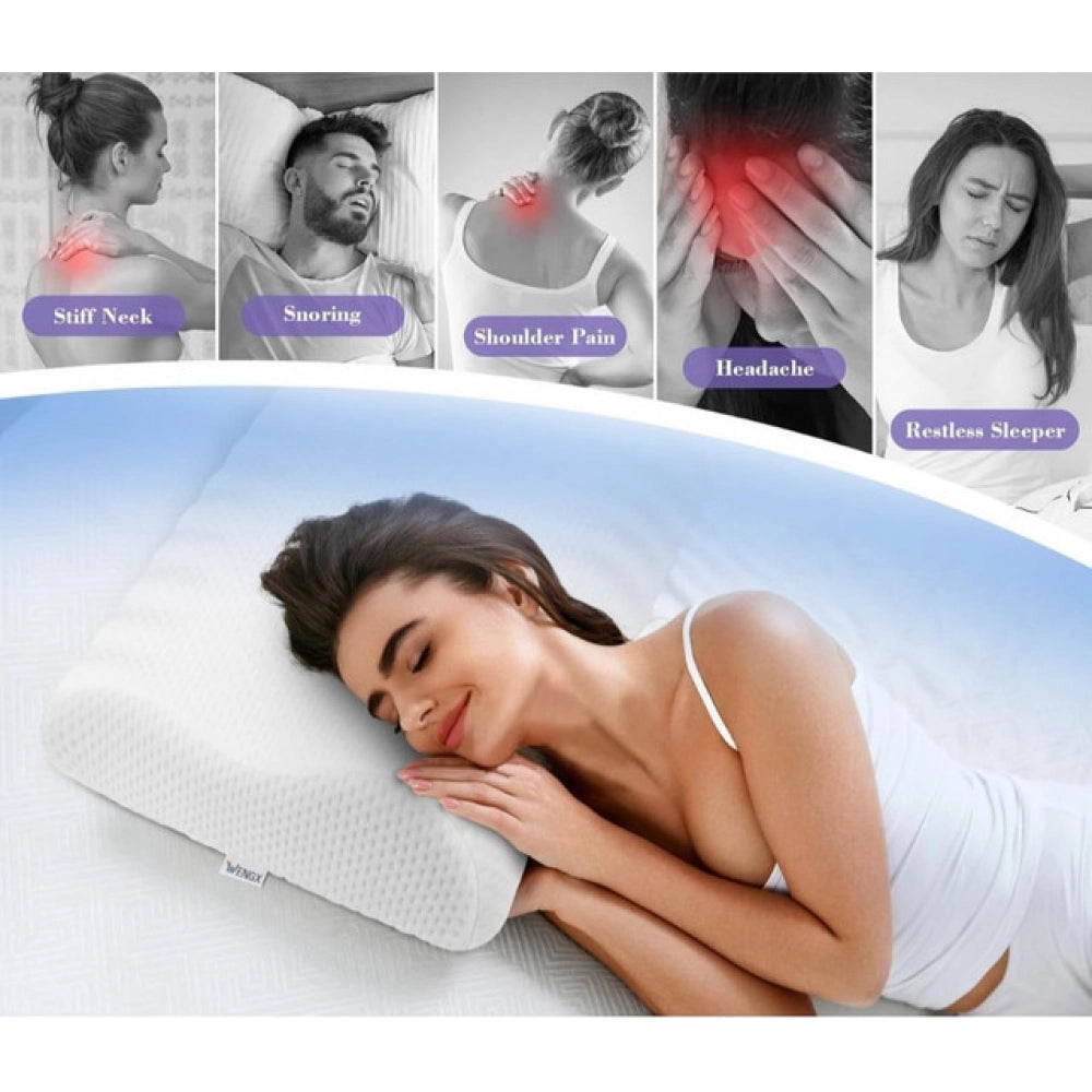 Amfyn Memory Foam Orthopedic Neck Pillow (White)