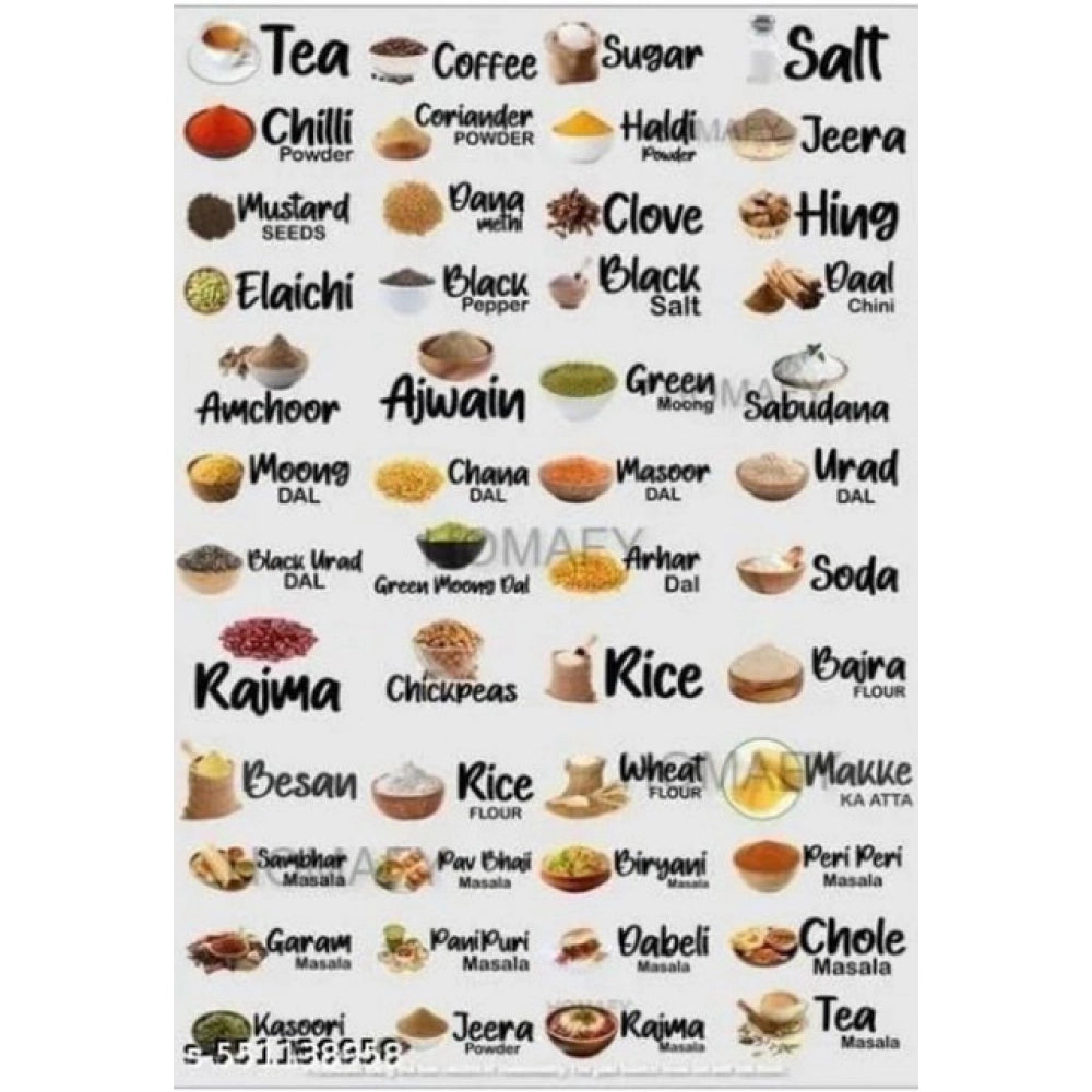 Amfyn Pack of 3 Kitchen Masala Sticker (Multicolor)
