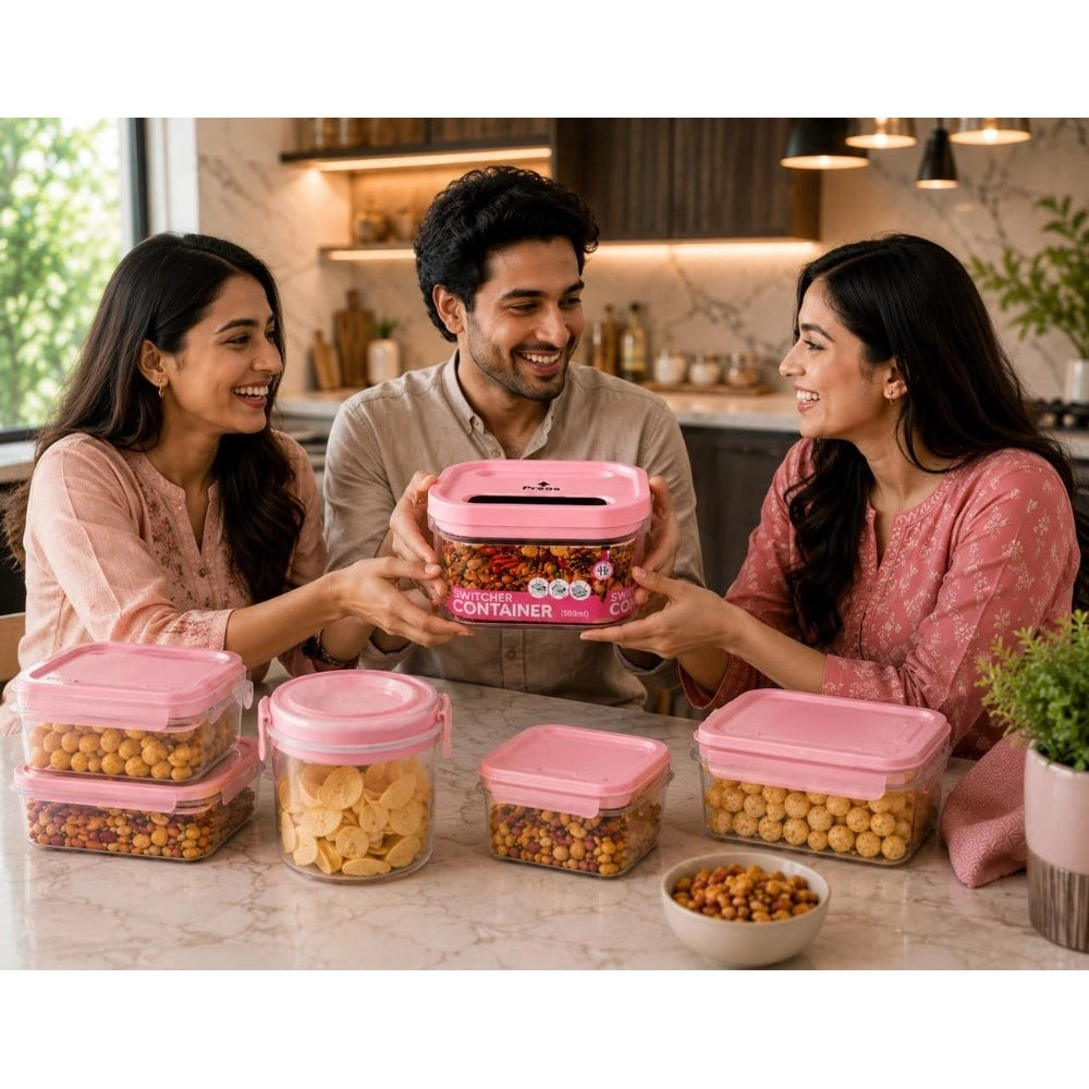Amfyn Pack of 1 Switchers Airtight Storage Container Set 500 ML (Pink)