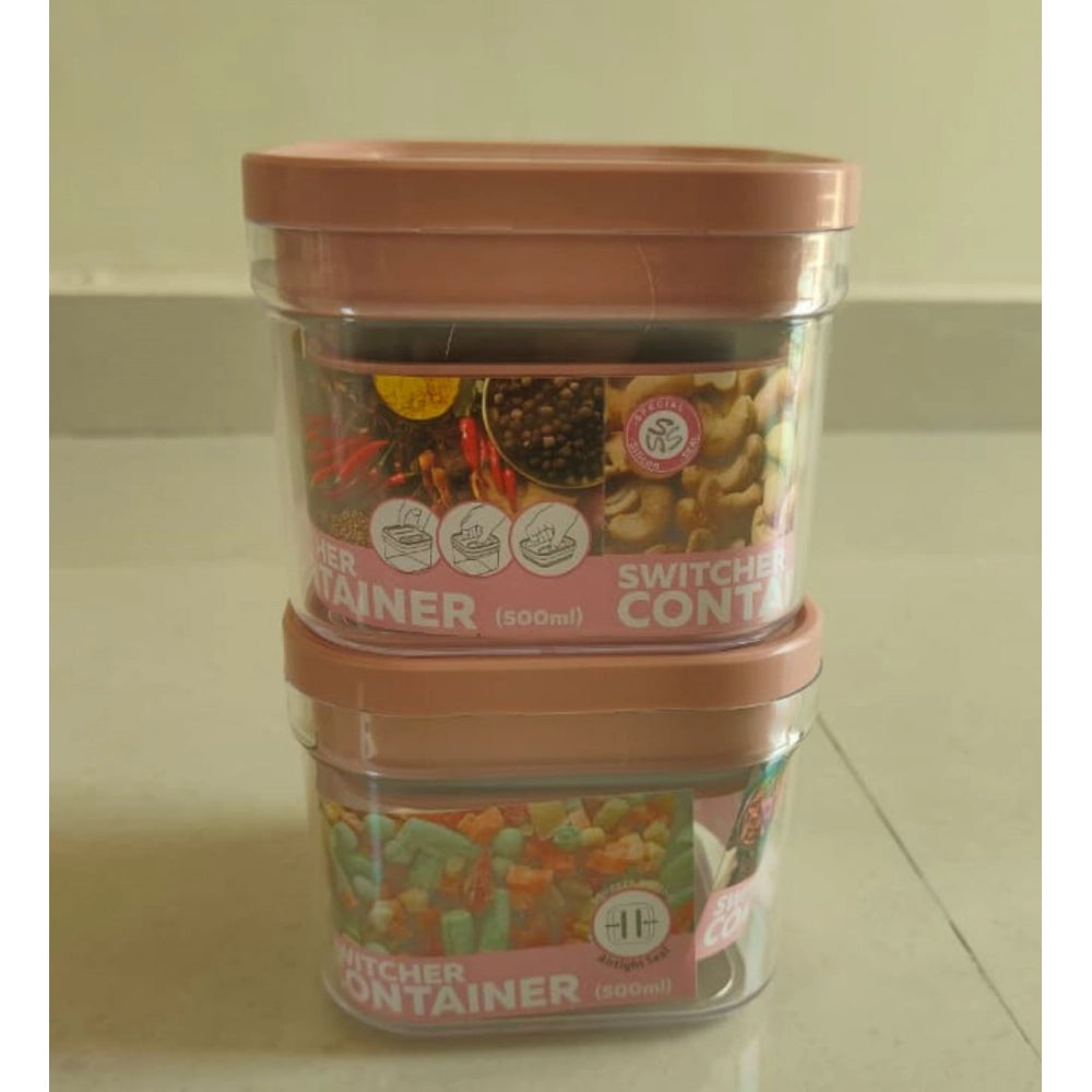 Amfyn Pack of 2 Switchers Airtight Storage Container Set 500 ML (Pink)