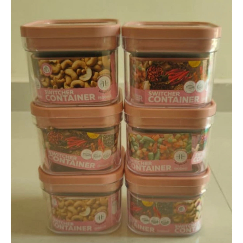 Amfyn Pack of 6 Switchers Airtight Storage Container Set 500 ML (Pink)