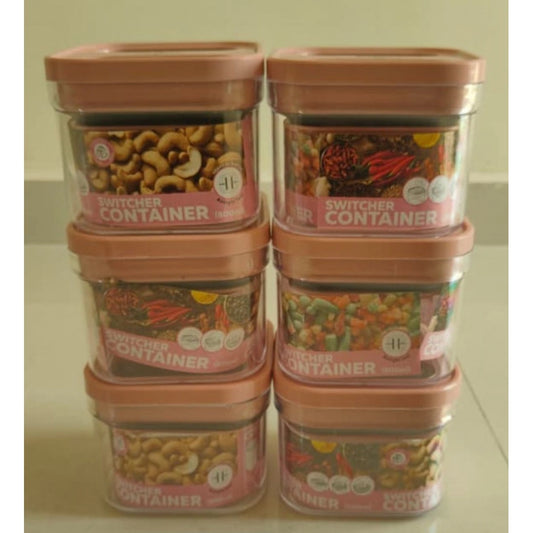 Amfyn Pack of 6 Switchers Airtight Storage Container Set 500 ML (Pink)