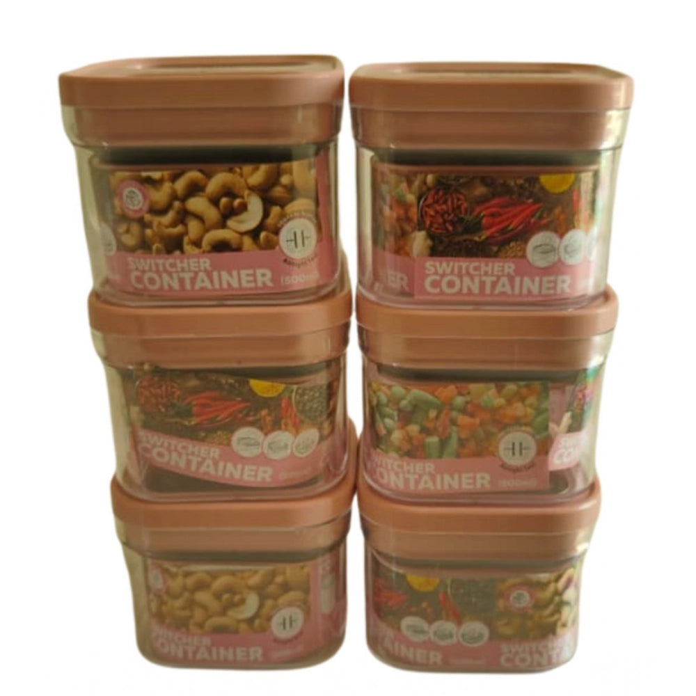 Amfyn Pack of 6 Switchers Airtight Storage Container Set 500 ML (Pink)
