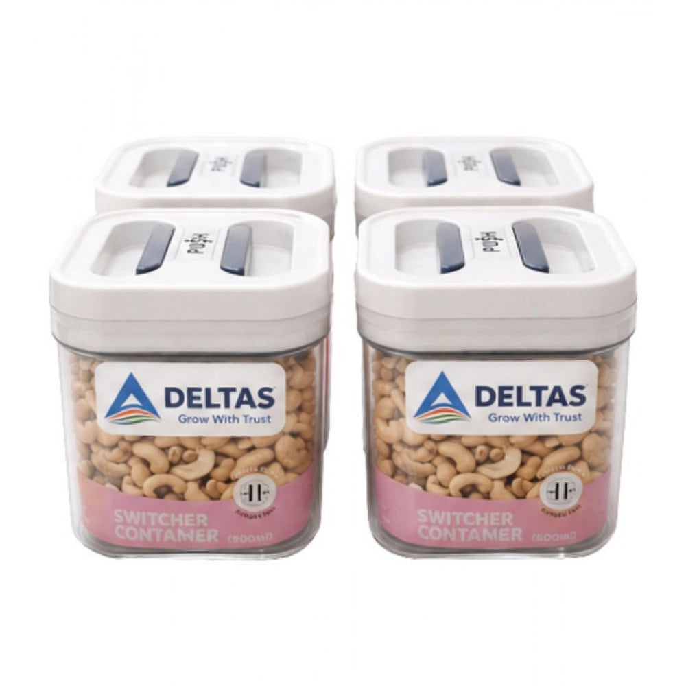 Amfyn Pack of 4 Switchers Airtight Storage Container Set 500 ML (White)