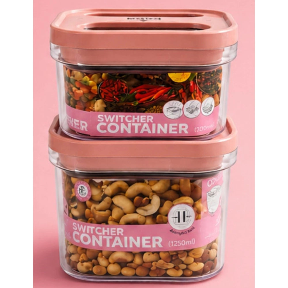Amfyn Pack of 2 Switchers Airtight Storage Container Set 1250 ML (Pink)