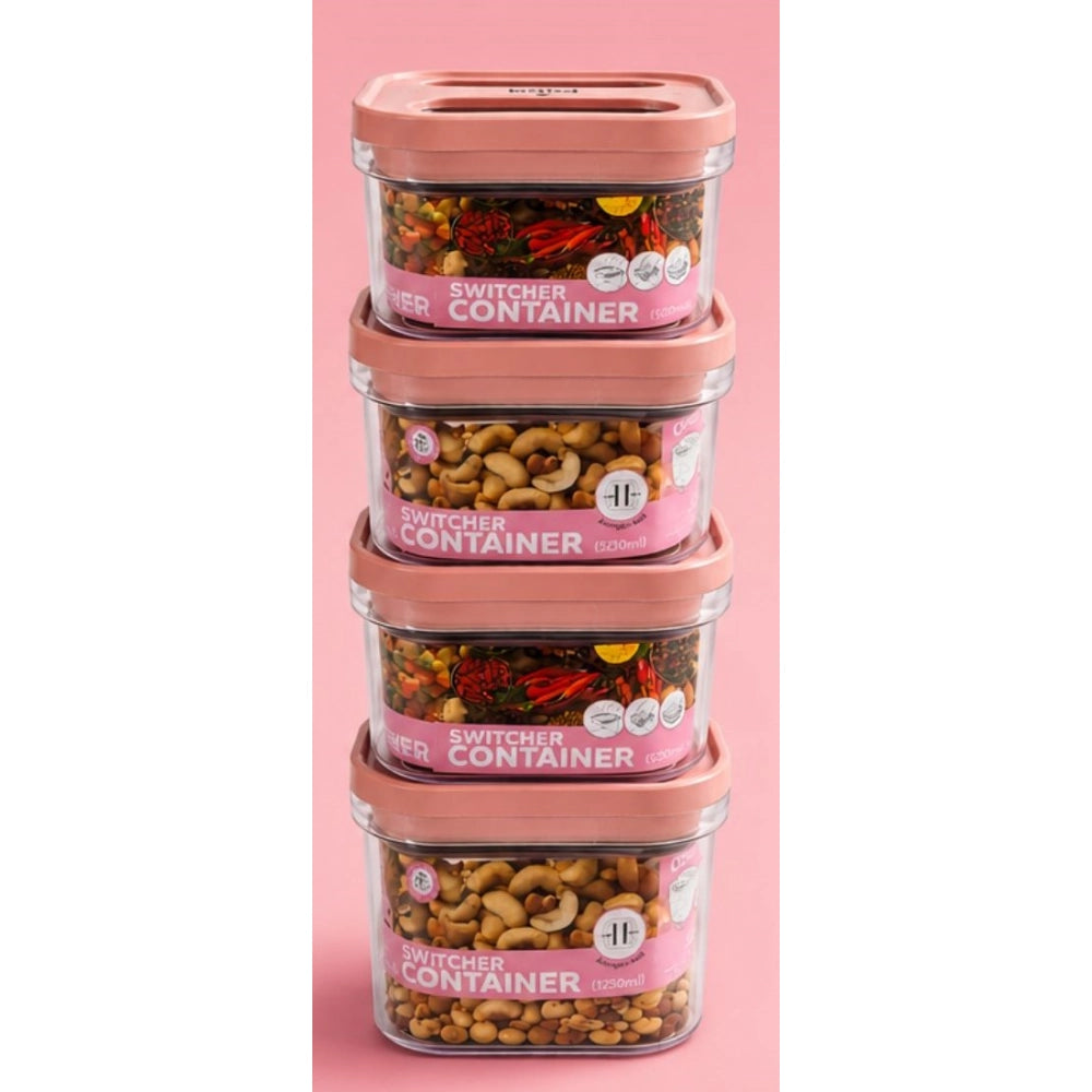 Amfyn Pack of 4 Switchers Airtight Storage Container Set 1250 ML (Pink)