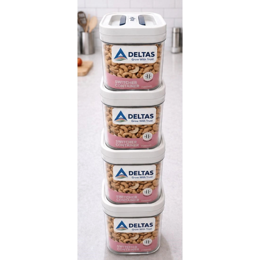 Amfyn Pack of 4 Switchers Airtight Storage Container Set 1250 ML (White)