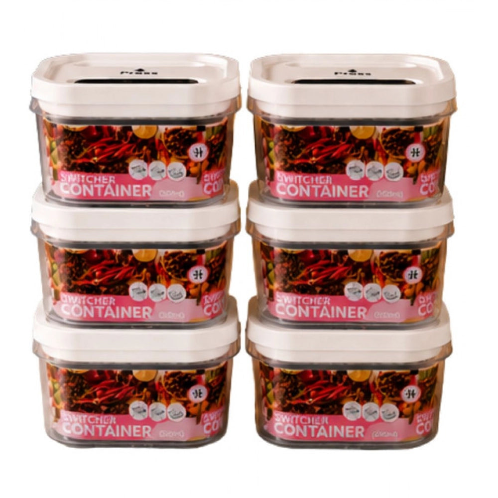 Amfyn Pack of 6 Switchers Airtight Storage Container Set 1250 ML (White)