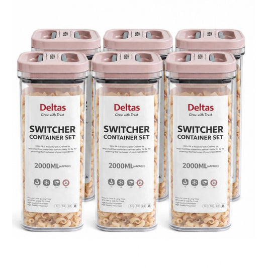 Amfyn Pack of 6 Switchers Airtight Storage Container Set 2000 ML (Pink)