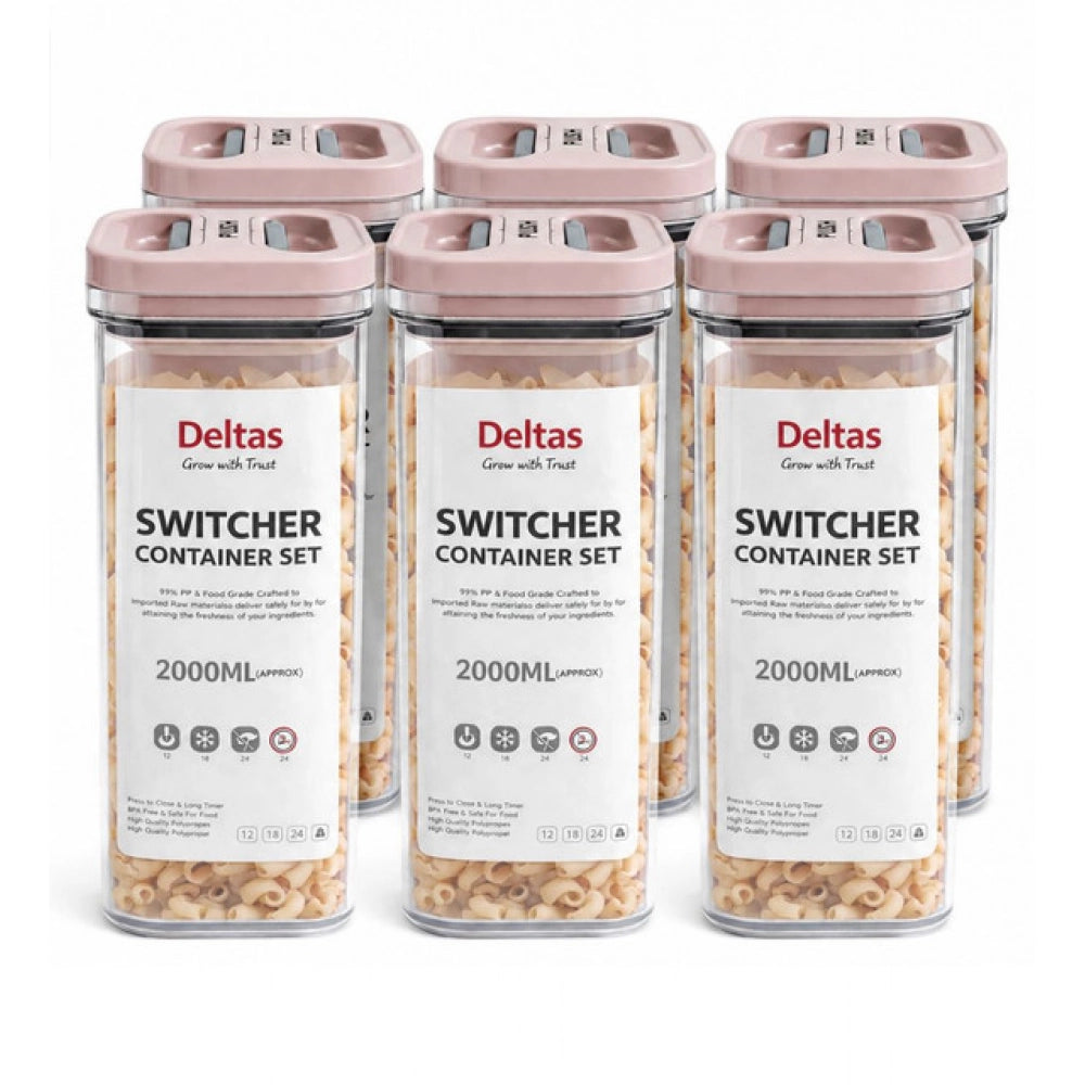 Amfyn Pack of 6 Switchers Airtight Storage Container Set 2000 ML (Pink)