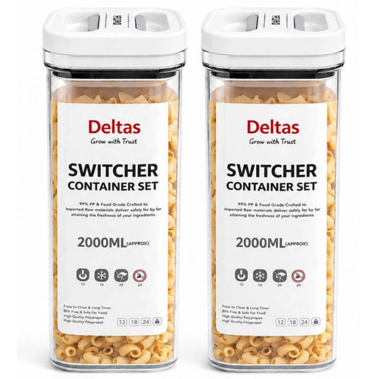 Amfyn Pack of 2 Switchers Airtight Storage Container Set 2000 ML (White)