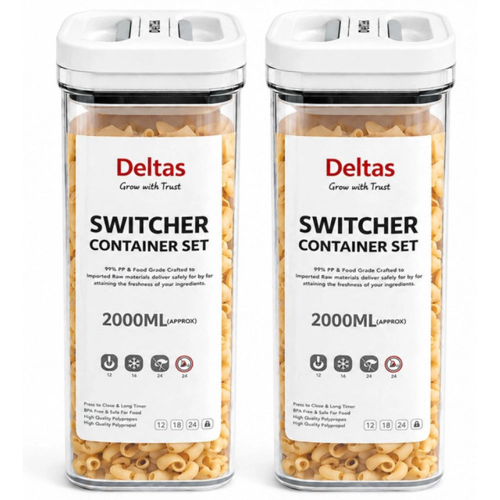 Amfyn Pack of 2 Switchers Airtight Storage Container Set 2000 ML (White)