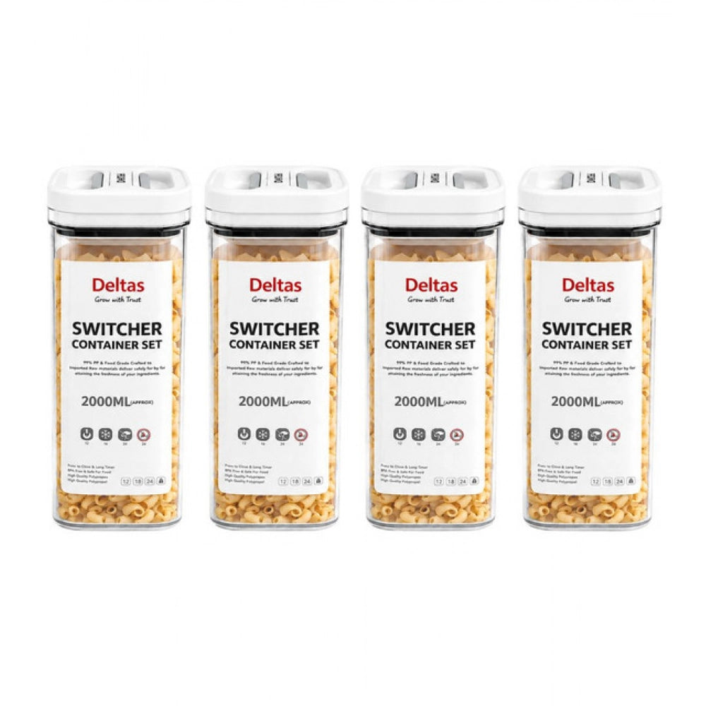 Amfyn Pack of 4 Switchers Airtight Storage Container Set 2000 ML (White)