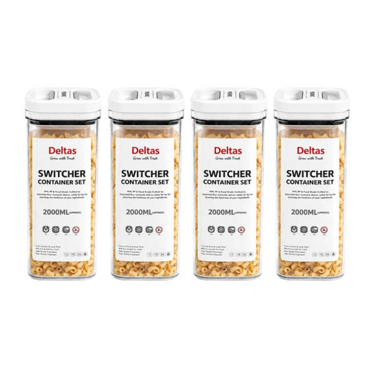 Amfyn Pack of 4 Switchers Airtight Storage Container Set 2000 ML (White)
