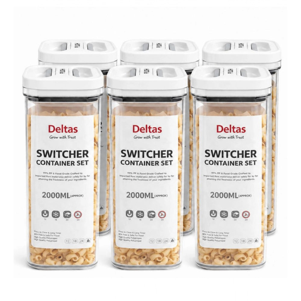 Amfyn Pack of 6 Switchers Airtight Storage Container Set 2000 ML (White)
