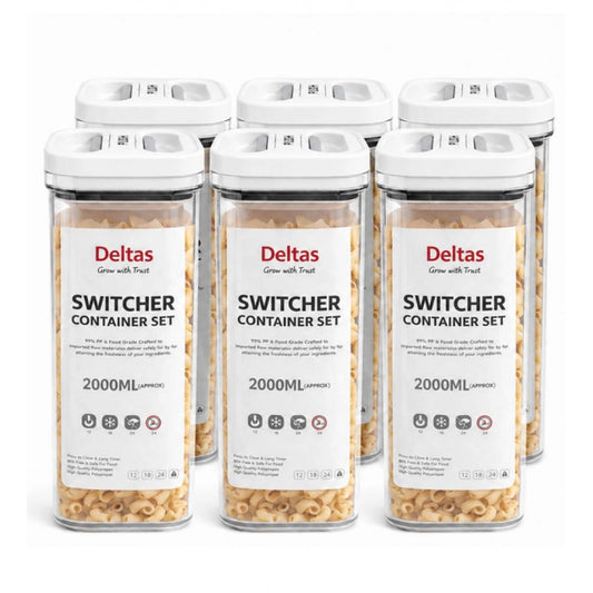 Amfyn Pack of 6 Switchers Airtight Storage Container Set 2000 ML (White)